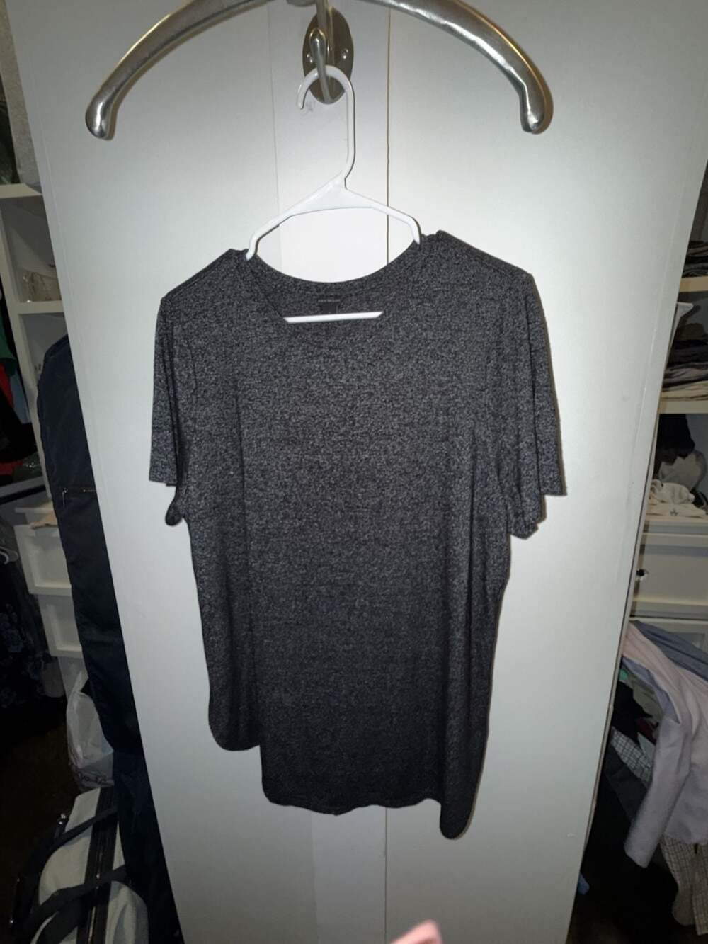Ann Taylor Gray Heathered Short Sleeve Crew Neck T-Shirt Size L